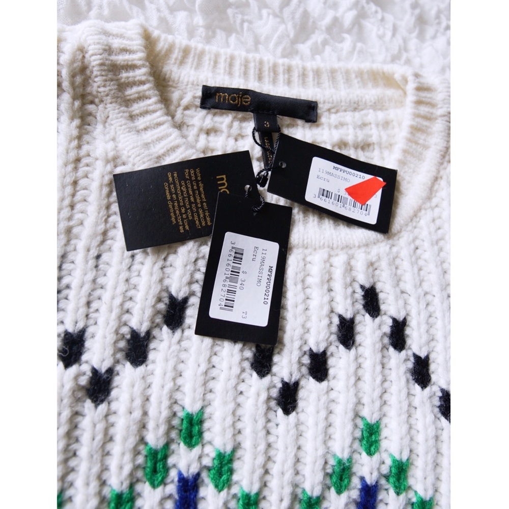 MAJE Massimo Chevron Chunky Rib-Knit Sweater - Picture 5 of 13